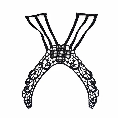 Applique en Dentelle Hydrosoluble Noire Broderie Florale Ajourée Écusson en Tissu pour Femmes Robe DIY Bandoulière Accessoires de Vêtement