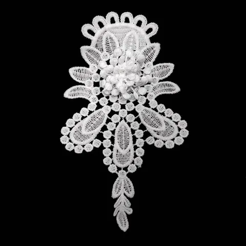 3D Milk Silk Embroidered Flower Patch Water Soluble Lace Applique Badge Heavy Industry Multi Layer DIY Apparel Accessories White