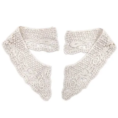 Cotton Water Soluble Lace Fake Collar Floral Embroidery Hollow Out Detachable Neckline Symmetrical DIY Clothing Accessory