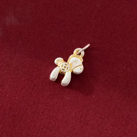 999 Fine Silver Horse Pendant With Gold Inlay Lucky Coin Charm For DIY Jewelry Making Accessories Bracelet Necklace Findings