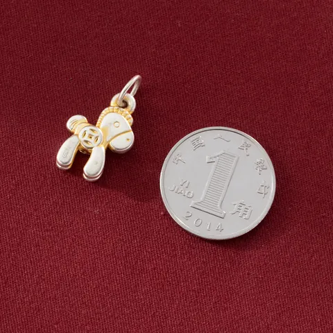 999 Fine Silver Horse Pendant With Gold Inlay Lucky Coin Charm For DIY Jewelry Making Accessories Bracelet Necklace Findings