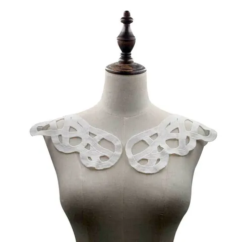 Milk Silk Water Soluble Lace Paired Symmetrical Collar 3D Hollow Embroidery Floral DIY Apparel Sewing Trim Accessory