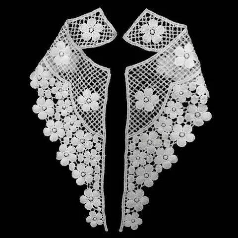 Water Soluble Lace Neckline Milk Silk 3D Hollow Floral Embroidery DIY Apparel Sewing Accessory Shoulder Trim Collar Flower
