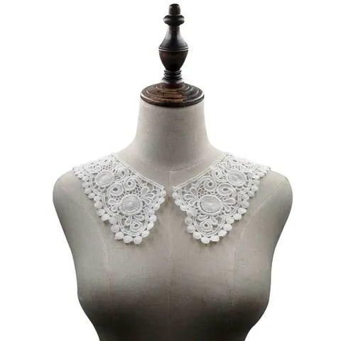 Milk Silk Water Soluble Lace Collar Applique 3D Hollow Embroidery Flower Lace Trim For DIY Clothing Sewing Accessory Pair