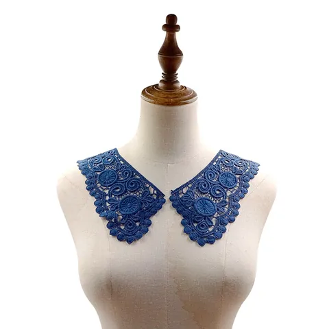 Milk Silk Water Soluble Lace Collar Applique 3D Hollow Embroidery Flower Lace Trim For DIY Clothing Sewing Accessory Pair