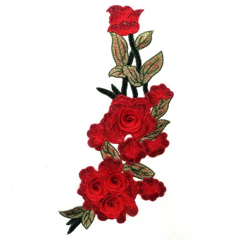 Wateroplosbare Dimensionale Meerlaagse Roos Geborduurde Patch Zware Garengeverfde Bloem Kant Applique DIY Kleding Accessoire Ambacht