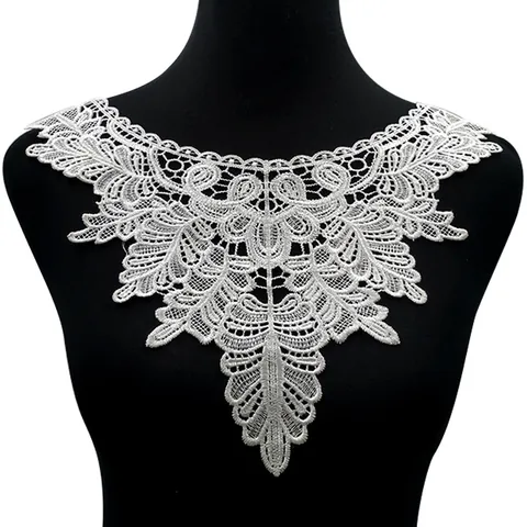 Water Soluble Lace Trim Embroidered Collar Polyester 3D Hollow Out Floral Leaf Pattern DIY Sewing Accessory For Women Dress