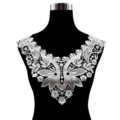 Polyester Embroidery Lace Collar DIY Hollow Floral Butterfly Water-soluble 3D Embroidery Trim For Women Clothing Accessories