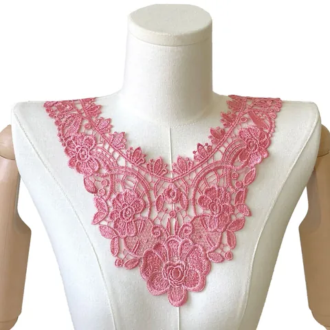 Eleganter Wasserlöslicher Spitzenkragen Mit Blumen 3D Hohlstickerei Applikation Falscher Kragen Für Damen DIY Kleid Nähzubehör