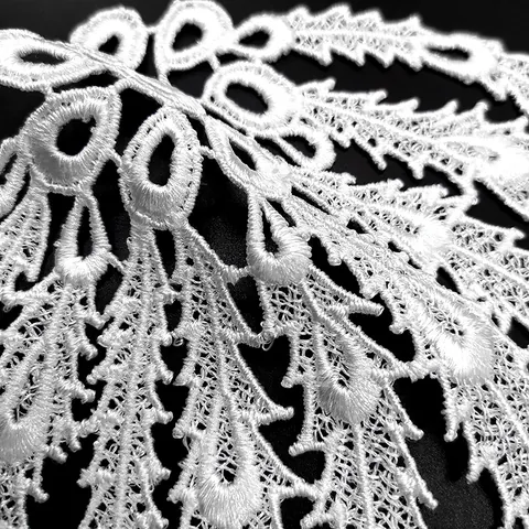 White Polyester Water Soluble Lace Wings Flower Patch Embroidered Hollow Out Applique For DIY Clothing Accessories Decoration