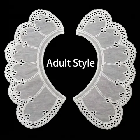 Embroidered Eyelet Detachable Collar For Women Kids DIY Milk Silk Lace Scalloped False Collar Sewing Applique Retro Style