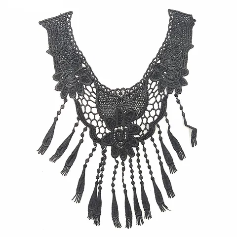 Vintage Elegant Water Soluble Lace Tassel Applique Embroidered Hollow Out Fake Collar For DIY Garment Trims Material Accessories