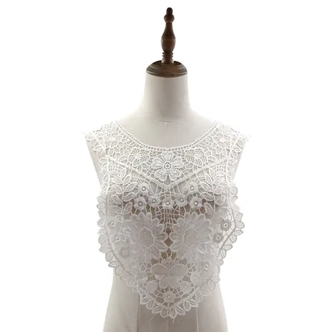 Milk Silk Embroidery Floral Hollow Out Fake Collar Water Soluble Lace Patch DIY Clothing Decoration White Butterfly Accessory
