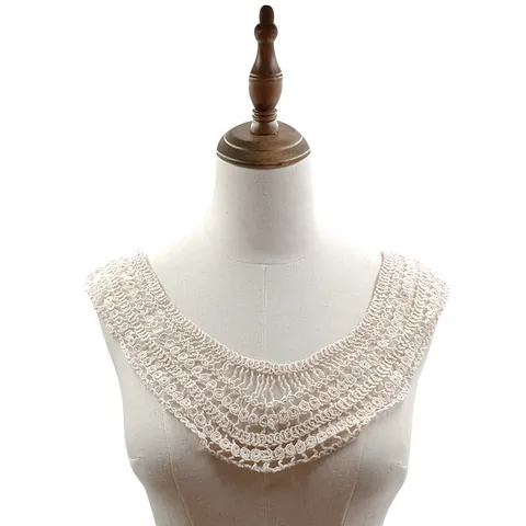 Vintage Cotton Embroidered Hollow Lace Detachable Collar For Women Elegant Floral Water Soluble Crochet Fake Collar Clothing Accessories