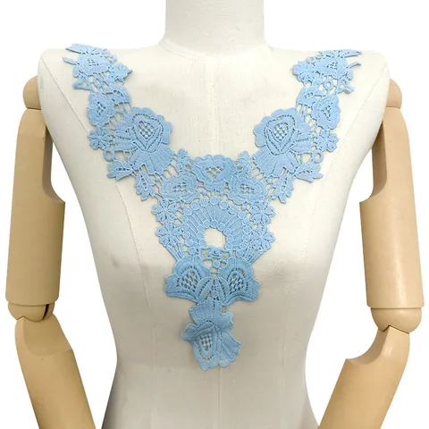 Bestickter Milchseide Falscher Kragen Wasserlösliche Spitze Floral V-Ausschnitt Hohl Applikation DIY Nähzubehör Damen