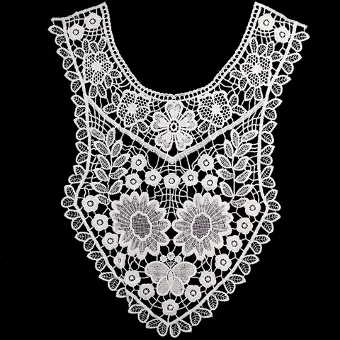 Milk Silk Embroidery Floral Hollow Out Fake Collar Water Soluble Lace Patch DIY Clothing Decoration White Butterfly Accessory