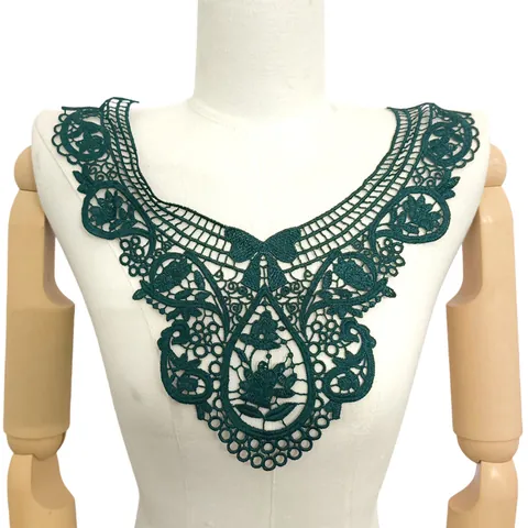 Hohl Geschnittener Spitzenkragen Blumenstickerei Wasserlöslicher Polyester Ausschnitt Applikation DIY Nähzubehör Für Damen Kleid Dekoration