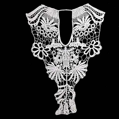 Faux Col en Dentelle Blanche Broderie Hydrosoluble Applique Fleurie en Soie de Lait pour Vêtements Femme Couture DIY Accessoires de Vêtement