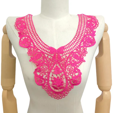 Hohl Geschnittener Spitzenkragen Blumenstickerei Wasserlöslicher Polyester Ausschnitt Applikation DIY Nähzubehör Für Damen Kleid Dekoration