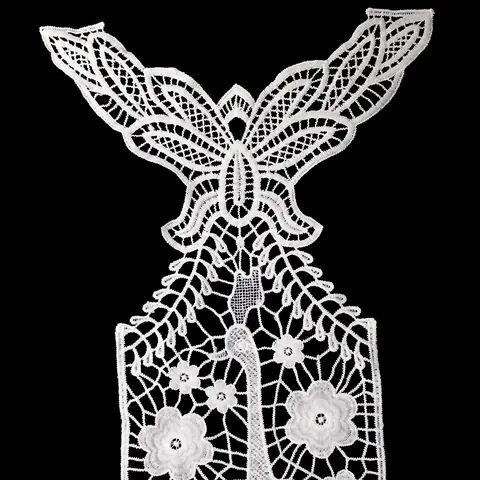 White Milk Silk Water Soluble Embroidered Lace Applique Elegant Peacock Butterfly Flower Patch For DIY Wedding Dress Accessories