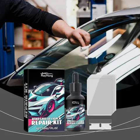 Rayhong Car Windshield Crack Repair Kit Quick Fix Glass Restoration Fluid With Scraper And Curing Film 30ml Glass Care Set