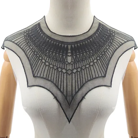 Women Mesh Embroidery Floral Fake Collar Milk Silk Water Soluble Lace DIY Clothing Accessories For Elegant Wedding Banquet Decorative Lace Trim