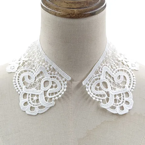 Polyester Water Soluble Embroidered Fake Collar Hollow Floral Lace Trim DIY Clothing Accessory Shoulder Neck Decoration