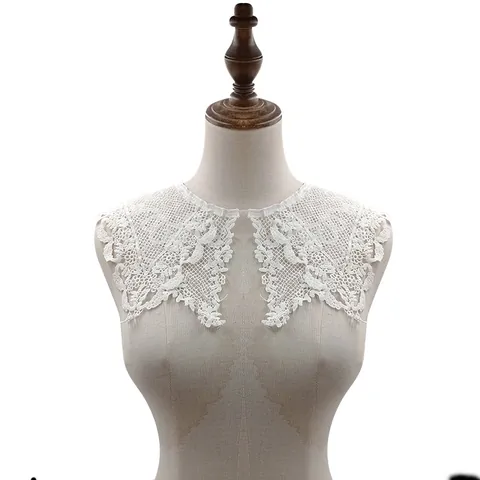 Double Layer Embroidered Fake Collar Water Soluble Lace Floral Decorative Shoulder Collar DIY Garment Lace Trim Accessory