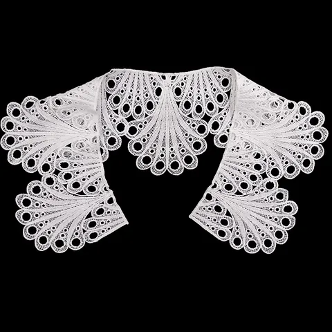 White Black Hollow Water Soluble Lace Fake Collar Polyester Embroidered Floral Neckline For Women DIY Clothing Accessories
