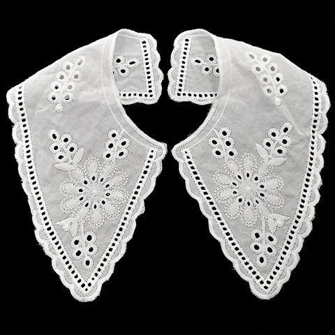 Vintage Embroidered Detachable Collar For Women Elegant White Eyelet Floral Lace Fake Collar Garment Trims Lace Accessories