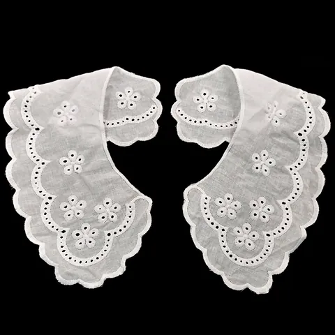 Cuello Falso de Poliéster con Bordado de Ojal Floral Elegante Borde Festoneado Accesorio de Hombro para Mujer Encaje DIY