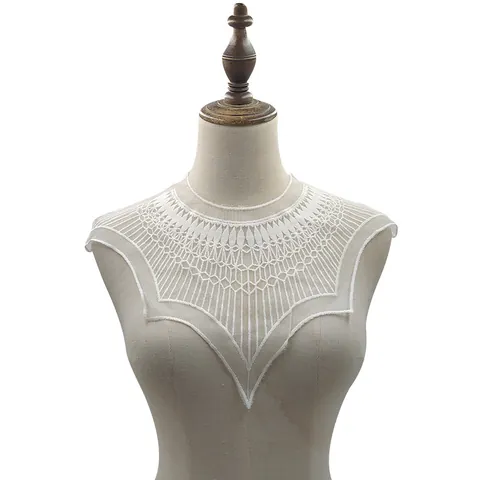 Women Mesh Embroidery Floral Fake Collar Milk Silk Water Soluble Lace DIY Clothing Accessories For Elegant Wedding Banquet Decorative Lace Trim