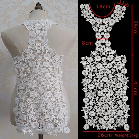 Milk Silk Water Soluble Lace Applique Embroidered Hollow Out DIY Clothing Accessories Back Neck Patch For Dress