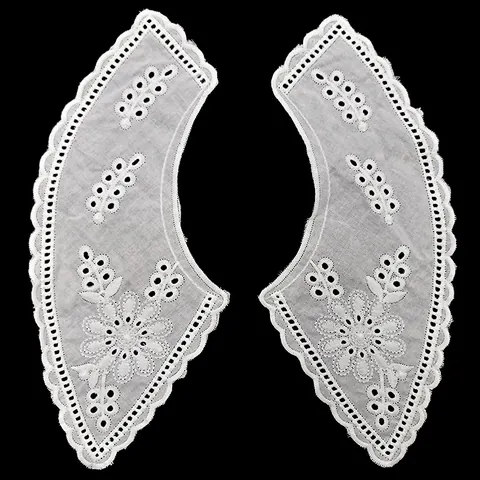 Vintage Embroidered Detachable Collar For Women Elegant White Eyelet Floral Lace Fake Collar Garment Trims Lace Accessories