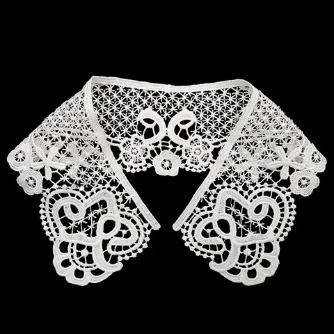 Polyester Water Soluble Embroidered Fake Collar Hollow Floral Lace Trim DIY Clothing Accessory Shoulder Neck Decoration