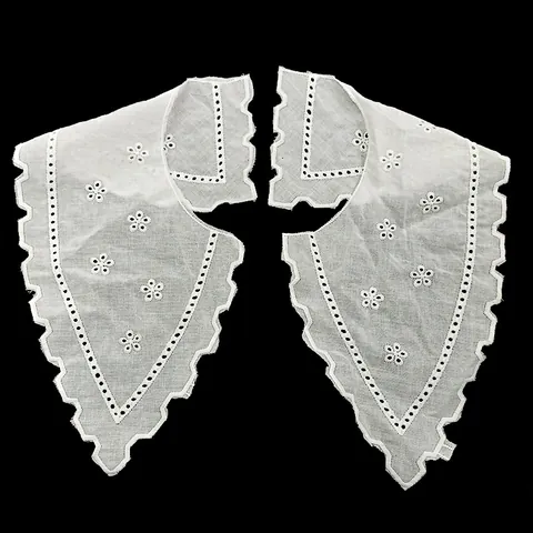 Cuello Falso de Algodón Bordado con Encaje Floral y Ojales para Vestido de Mujer Accesorios de Costura DIY Apliques de Hombro