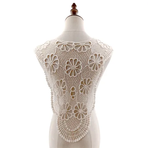 Vintage Embroidered Cotton Thread Hollow Out False Collar Neckline Floral Lace Applique DIY Clothing Sewing Accessory Patch