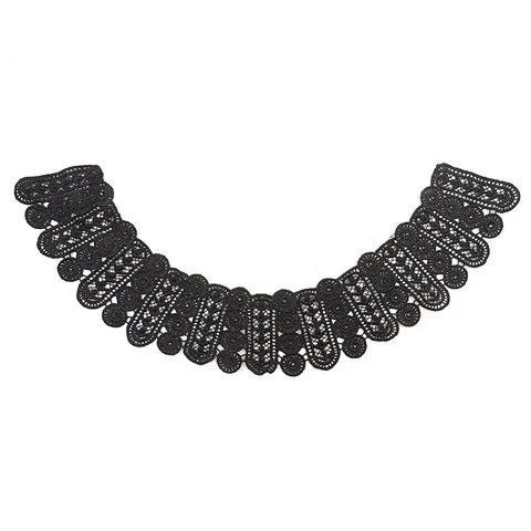 Faux Col en Soie de Lait Brodé Applique de Dentelle Ajourée 3D pour Femmes Tissu de Couture de Vêtements DIY Patch d'Encolure Semi-Circulaire