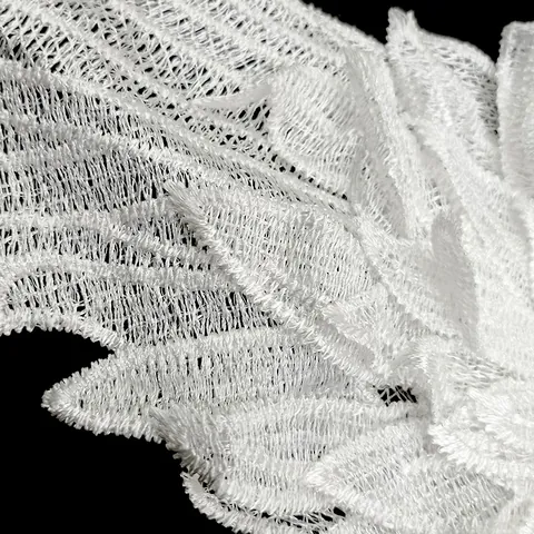 Heavy Work Angel Wings Water-Soluble Lace Embroidery Patches For Clothing DIY Lace Applique Trims Symmetric Feather Pattern Decor