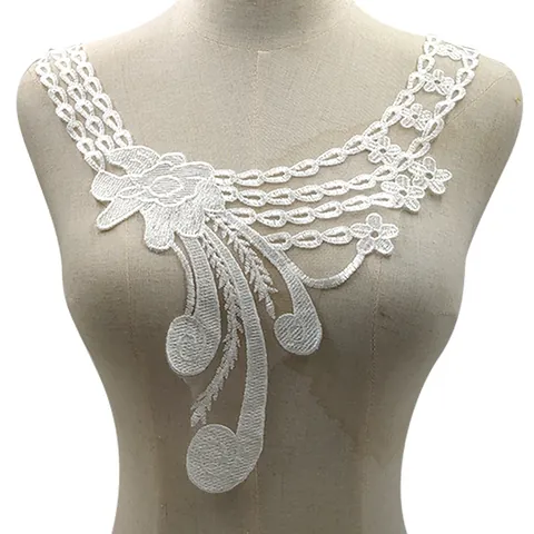 Water Soluble Lace Detachable Collar Elegant Floral Polyester Silk Embroidery DIY Garment Accessories Decorative Neckline