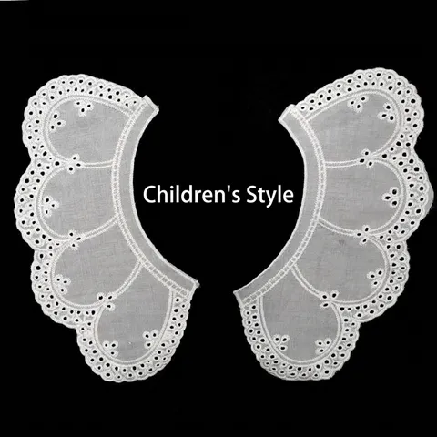 Embroidered Eyelet Detachable Collar For Women Kids DIY Milk Silk Lace Scalloped False Collar Sewing Applique Retro Style
