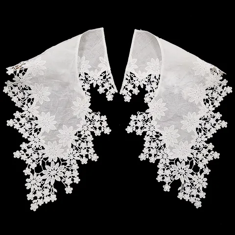 Elegant White Cotton Polyester Embroidered Water Soluble Lace Hollow Out Daisy Flower Detachable Collar DIY Accessory