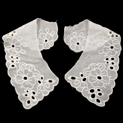 Cuello Falso de Algodón Blanco Bordado Inglés con Ojal Adorno de Encaje DIY Accesorio para Decoración de Vestidos