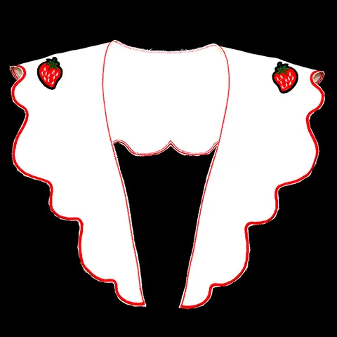 Vintage Embroidered White Fake Collar For Women Girls Strawberry Pattern Lace Detachable Collar DIY Clothing Accessory