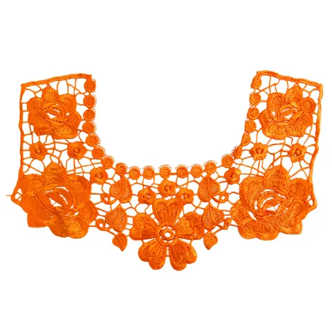 Polyester Embroidered Lace Collar 3D Hollow Rose Floral Embroidery Fake Collar DIY Apparel Sewing Trims Neckline Decoration For Women