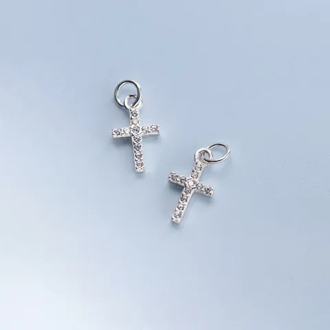 Ciondolo Croce in Argento Sterling 925 Con Strass Ciondolo Solo DIY Accessori Per Gioielli Per Bracciale Collana Forniture Artigianali