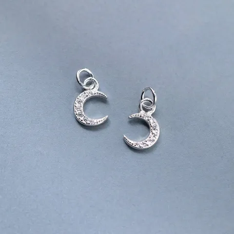 925 Sterling Zilver Mini Maan Hanger Zonder Ketting Strass Ingelegd Halve Maan Bedeltje Voor DIY Sieraden Maken Accessoire