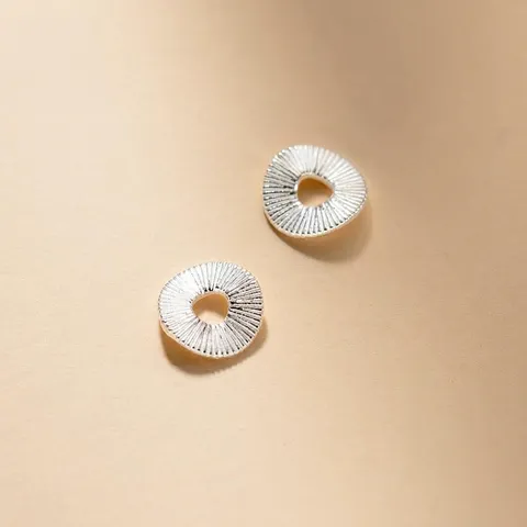 925 Sterlingsilber Gestreifte Welle Zwischenperlen Für DIY Schmuckherstellung Radial Gravierte Flache Runde Spacer Beads