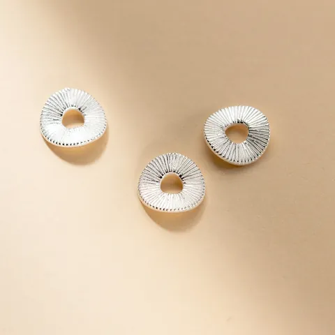 925 Sterlingsilber Gestreifte Welle Zwischenperlen Für DIY Schmuckherstellung Radial Gravierte Flache Runde Spacer Beads
