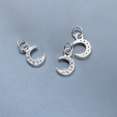 925 Sterling Zilver Mini Maan Hanger Zonder Ketting Strass Ingelegd Halve Maan Bedeltje Voor DIY Sieraden Maken Accessoire